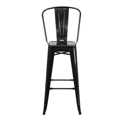 FLASH FURNITURE 30'' High Black Metal Indoor-Outdoor Barstool [Ch-31320-30GB-Bk-Gg] These 4 bar stools are PERFECT for our patio