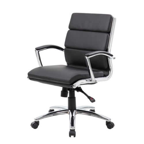 BOSS OFFICE PRODUCTS  Caressoftplus Executive Mid-Back Chair In In Black
