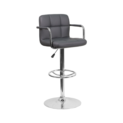 FLASH FURNITURE Contemporary Gray Quilted Vinyl Adjustable Height Barstool With Arms And Chrome Base I ordered this lovely stool as a accessory for my master bath