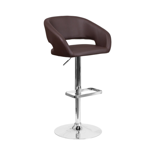 FLASH FURNITURE Contemporary Brown Vinyl Adjustable Height Barstool With Chrome Base Best stool