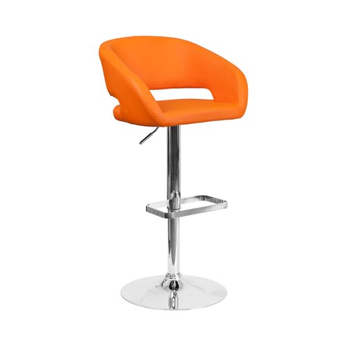 FLASH FURNITURE Contemporary Orange Vinyl Adjustable Height Barstool With Chrome Base Using it as an office chair and it works perfect! Very sturdy and only took ten minutes to assemble!