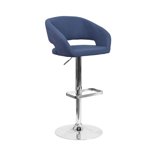 FLASH FURNITURE Contemporary Blue Fabric Adjustable Height Barstool With Chrome Base The seat is well padded and very comfortable, Really like this chair