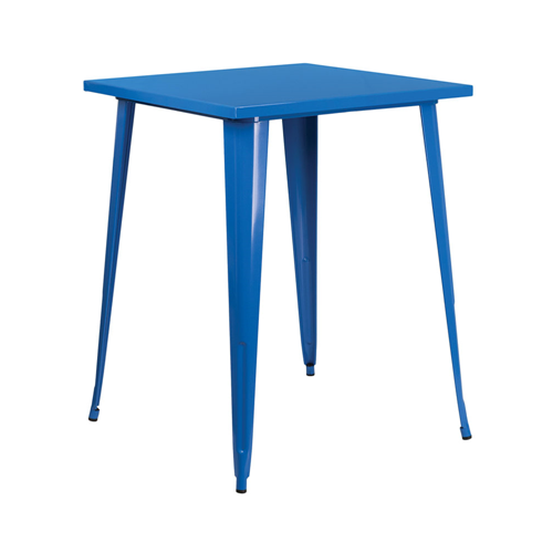 FLASH FURNITURE 31.5'' Square Bar Height Blue Metal Indoor-Outdoor Table So far we are enjoying our new tables and they appear to be sturdy and solid