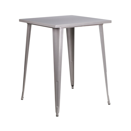 FLASH FURNITURE 31.5'' Square Bar Height Silver Metal Indoor-Outdoor Table