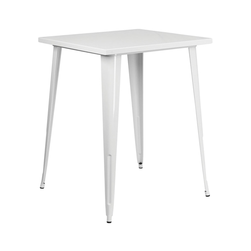 FLASH FURNITURE 31.5'' Square Bar Height White Metal Indoor-Outdoor Table 