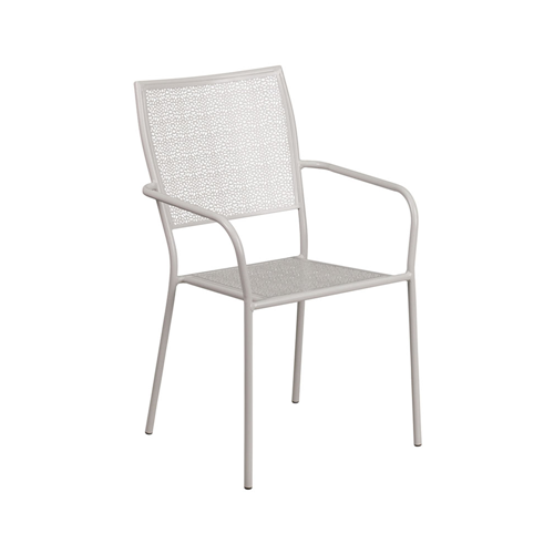 Flash Furniture Light Gray Indoor Outdoor Steel Patio Arm Armchair Flash Furniture Light Gray Indoor Outdoor Steel Patio Arm Armchair With Square Back Grey Only