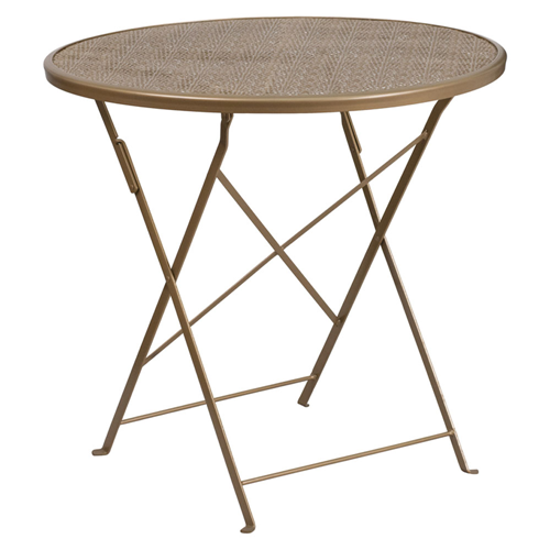 FLASH FURNITURE 30'' Round Gold Indoor-Outdoor Steel Folding Patio Table The table unfortunately arrived, damaged from shipping