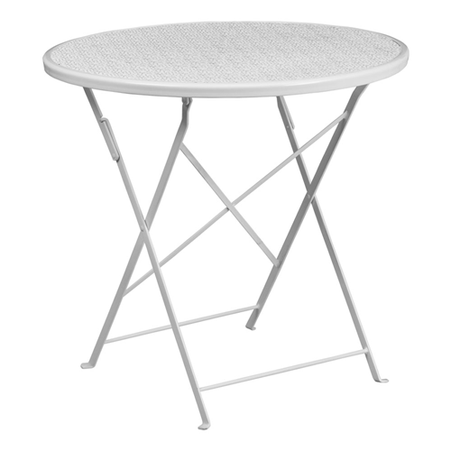 FLASH FURNITURE 30'' Round White Indoor-Outdoor Steel Folding Patio Table Sturdy Table