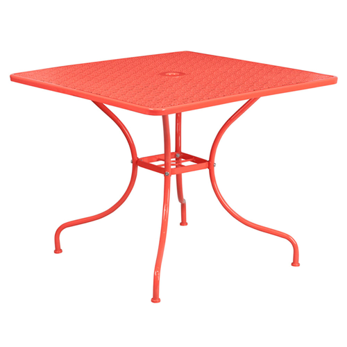 FLASH FURNITURE 35.5'' Square Coral Indoor-Outdoor Steel Patio Table I've had this table a little under a month