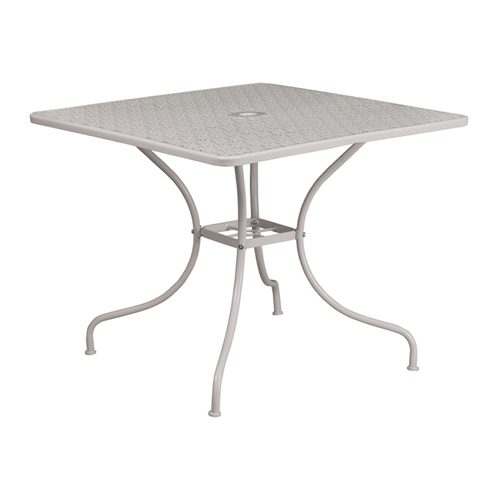 35.5'' Square Light Gray Indoor-Outdoor Steel Patio Table