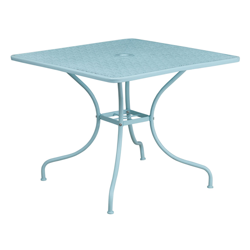 FLASH FURNITURE 35.5'' Square Sky Blue Indoor-Outdoor Steel Patio Table