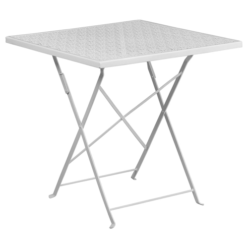 FLASH FURNITURE 28'' Square White Indoor-Outdoor Steel Folding Patio Table Great little table