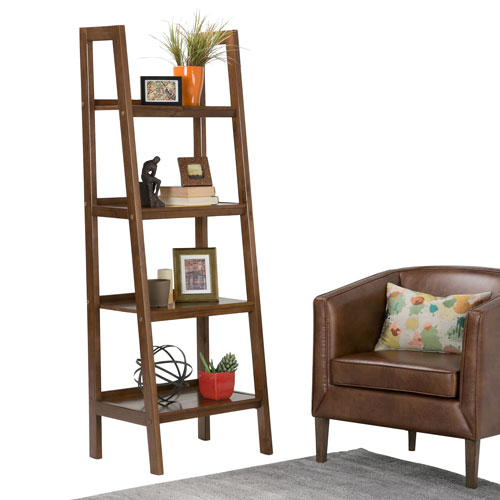 Sawhorse 72 4 Shelf Ladder Bookcase Medium Saddle Brown Best