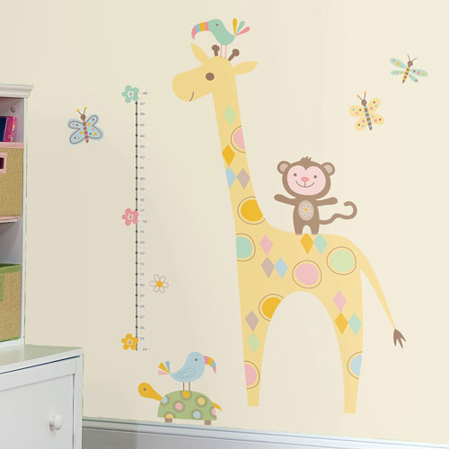 roommates tribal baby animal growth chart peel & stick wall decals