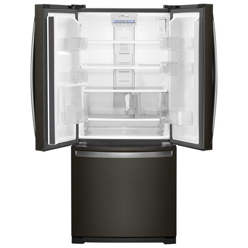 Whirlpool 30" 19.7 CuFt French Door Refrigerator w/ LED Lighting (WRF560SFHV)-Black Stainless Steel