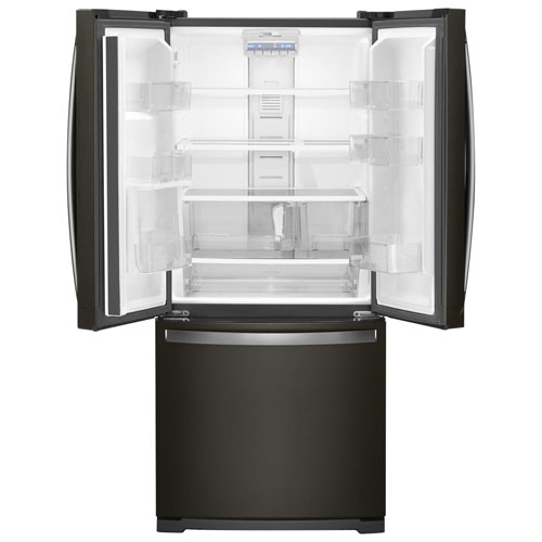 Whirlpool 30" 19.7 CuFt French Door Refrigerator w/ LED Lighting (WRF560SFHV)-Black Stainless Steel