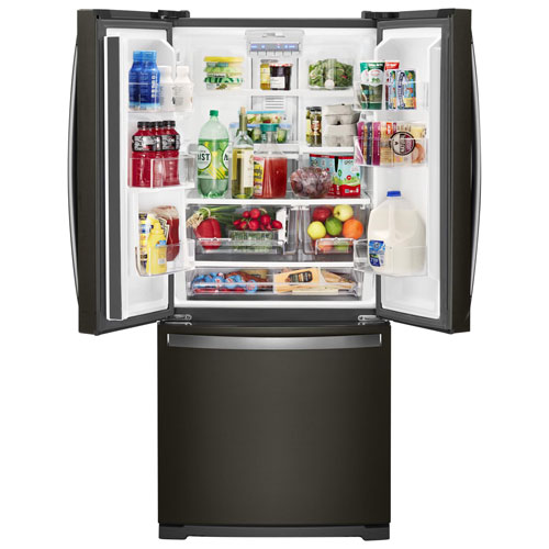 Whirlpool 30" 19.7 CuFt French Door Refrigerator w/ LED Lighting (WRF560SFHV)-Black Stainless Steel