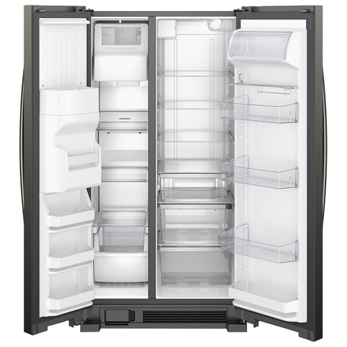 Réfrigérateur côte à côte 21,2 pi³ 33 po, distr. eau/glaçons de Whirlpool - Inox noir