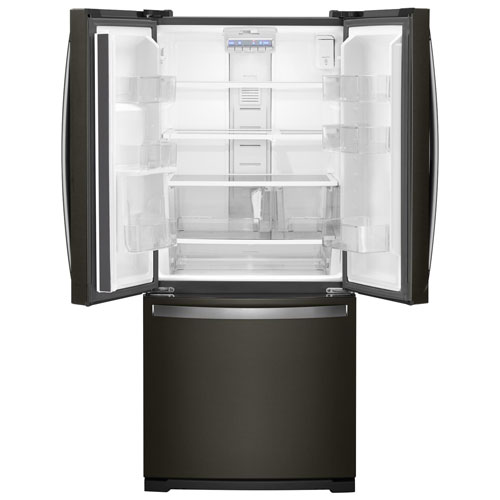 Whirlpool 30" 19.7 Cu Ft French Door Refrigerator w/ LED Lighting (WRF560SMHV)-Black Stainless Steel