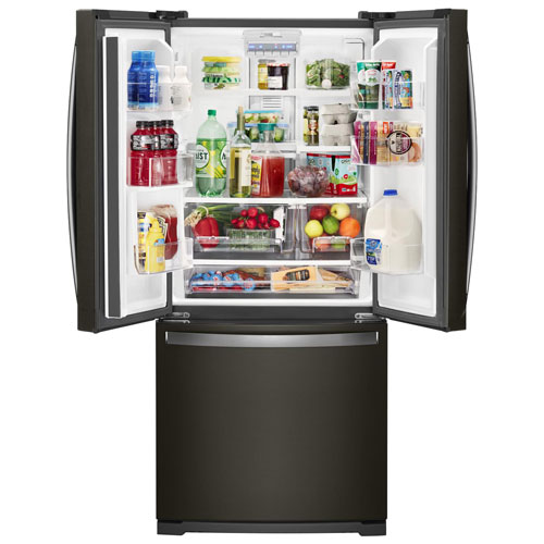 Whirlpool 30" 19.7 Cu Ft French Door Refrigerator w/ LED Lighting (WRF560SMHV)-Black Stainless Steel