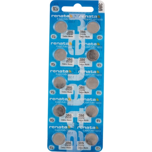 10 x Renata 386 Watch Batteries, 0% MERCURY equivilate SR43W