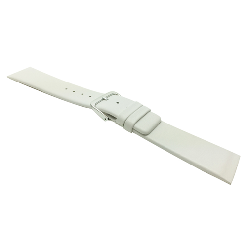 16mm White Genuine Leather Replacement Watch Strap