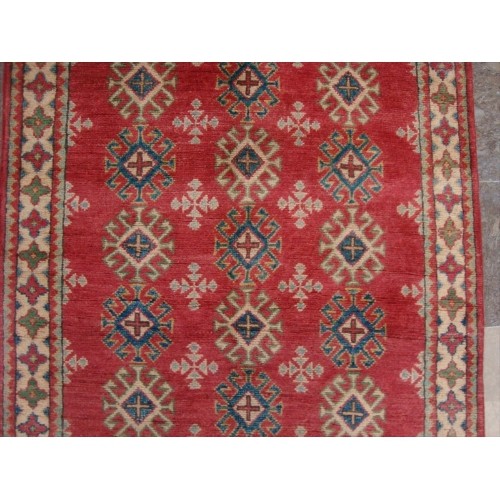 Super Kazak Caucasion Geometric Veg Dyed Mahal Rectangle Rug Hand Knotted Carpet'