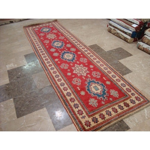 Awesome Super Kazak Caucasion Geometric Veg dyed Mahal Hand Knotted Runner Rug'