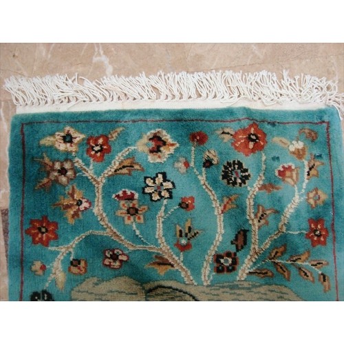 Ahmedani Wow Elephant Pair Exclusive Hand Knotted Wool Silk Carpet 2.0' x 1.6' Area Rug - Multi-Colour