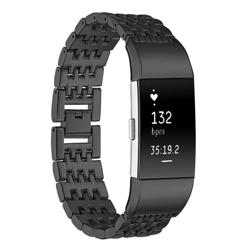 Bracelet de montre de rechange pour acier inoxydable pour Fitbit Charge 2 en noir