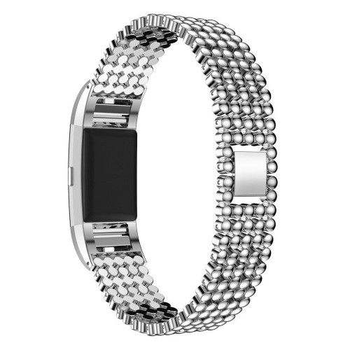 Bande de montre en acier inoxydable en perles pour Fitbit Charge 2