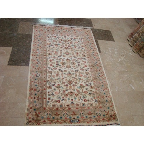 AHMEDANI  Wow Pestal Mute Flowers Oriental Hand Knotted Wool Silk Carpet 5.2' X 3.0' Area Rug - Multi-Colour