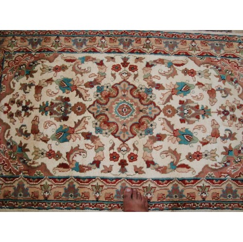 AHMEDANI  Sarafia Medallion Flowers Oriental Rectangle Area Rug Hand Knotted Wool Silk Carpet (5 X 3)'
