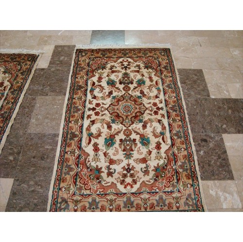 Sarafia Medallion Flowers Oriental Rectangle Area Rug Hand Knotted Wool Silk Carpet'