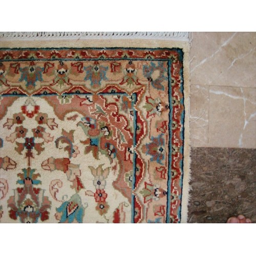 Sarafia Medallion Flowers Oriental Rectangle Area Rug Hand Knotted Wool Silk Carpet'