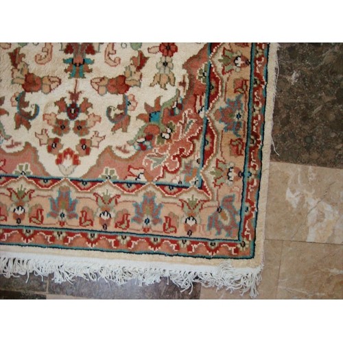 Sarafia Medallion Flowers Oriental Rectangle Area Rug Hand Knotted Wool Silk Carpet'