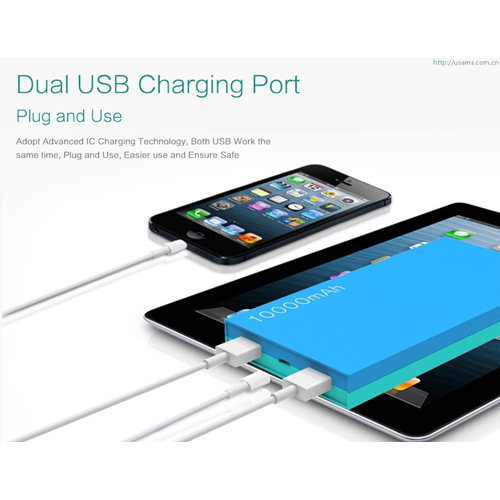 USAMS Portable Dual Port Power Bank 10,000mAh Fluorescent Colour