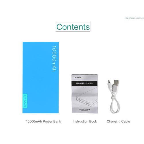 USAMS Portable Dual Port Power Bank 10,000mAh Fluorescent Colour