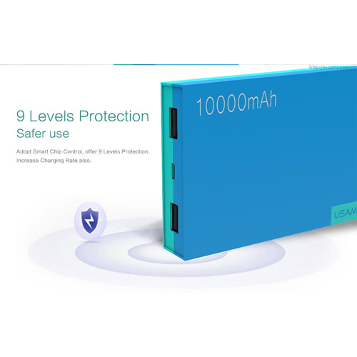 USAMS Portable Dual Port Power Bank 10,000mAh Fluorescent Colour