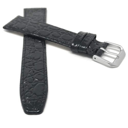 20mm Black Croc Pattern Leather Smartwatch Strap for Skagen Hagen, Signatur and Hald