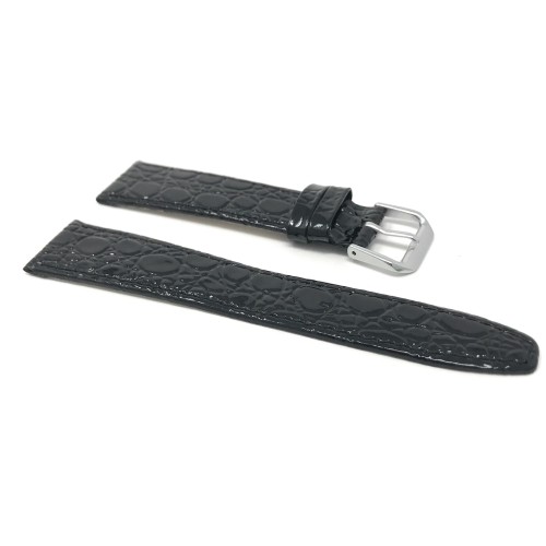 20mm Black Croc Pattern Leather Smartwatch Strap for Skagen Hagen, Signatur and Hald