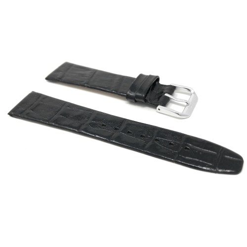10mm Black Womens' Genuine Leather Watch Band Strap, Classic Style, Semi-Gloss Finish, Also Comes in Brown and Tan
