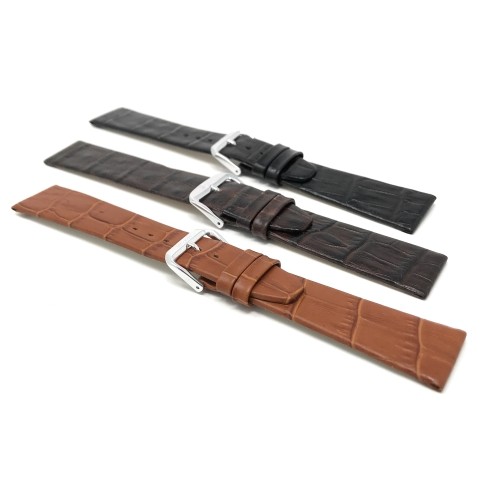 10mm Black Womens' Genuine Leather Watch Band Strap, Classic Style, Semi-Gloss Finish, Also Comes in Brown and Tan