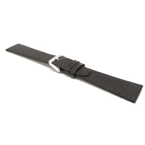 8mm Brown, Lizard Style, Ultra Slim Genuine Leather Watch Strap Band, Anti-Allergic Lining