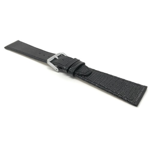 8mm Black, Lizard Style, Ultra Slim Genuine Leather Watch Strap Band, Anti-Allergic Lining