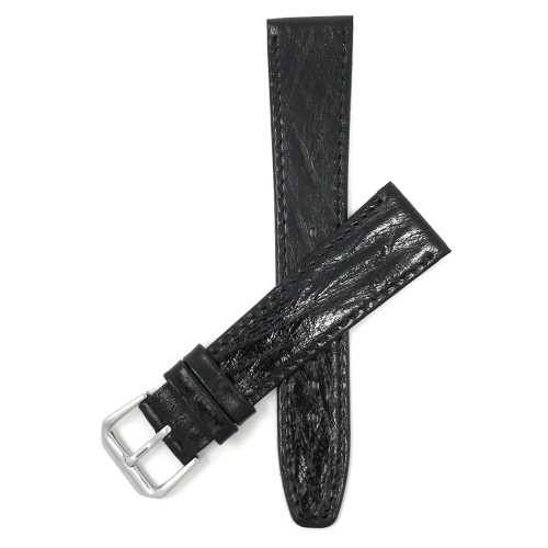 BANDINI  14MM Slim, Black Semi-Glossy, Genuine Leather Watch Band Strap, Also Comes In Brown, Tan And In Green