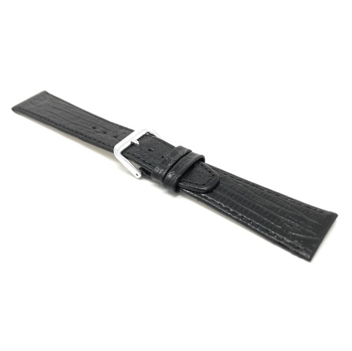 12mm, Black Womens', Slim, Lizard Style, Genuine Leather Watch Band Strap, Also Comes in Brown, Tan and Blue