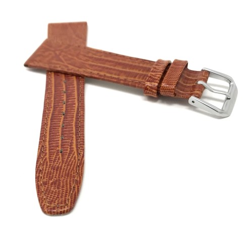 12mm, Tan Womens', Slim, Lizard Style, Genuine Leather Watch Band Strap, Also Comes in Black, Brown and Blue