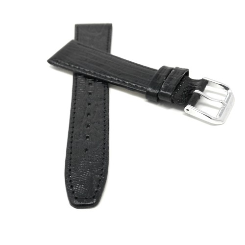 16mm, Black Womens', Slim, Lizard Style, Genuine Leather Watch Band Strap, Also Comes in Brown, Tan and Blue