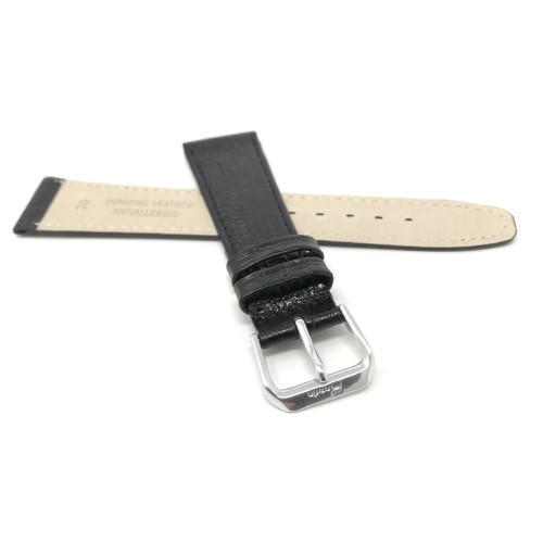 16mm, Black Womens', Slim, Lizard Style, Genuine Leather Watch Band Strap, Also Comes in Brown, Tan and Blue